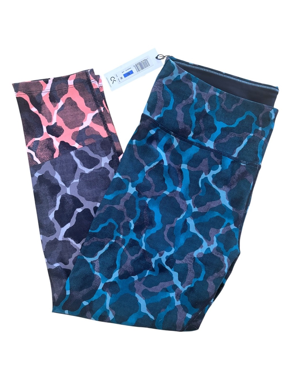 Calvin Klein Teal & Navy Abstract Performance Leggings